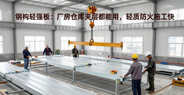 钢构轻强板：厂房仓库夹层都能用，轻质防火施工快