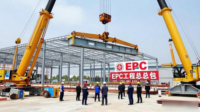 县经开区产业基础设施提升项目_钢构_标准化厂房建设首榀钢构梁吊装